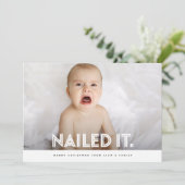 かわいい家族の子供たちおもしろいクリスマスフォトを釘付け シーズンカード (スタンド正面)