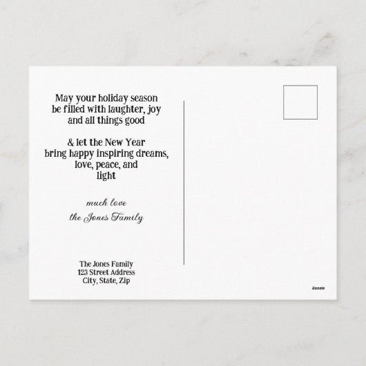 かわいい家族の子供たち雪だるまメリークリスマス シーズンポストカード (裏面)