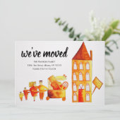 かわいい家族の引越しホーム引っ越しました新しいアドレス 案内状 (スタンド正面)