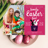 かわいい家族の復活祭バニーカップル赤い白い写真 招待状