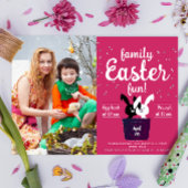 かわいい家族の復活祭バニーカップル赤い白い写真 招待状