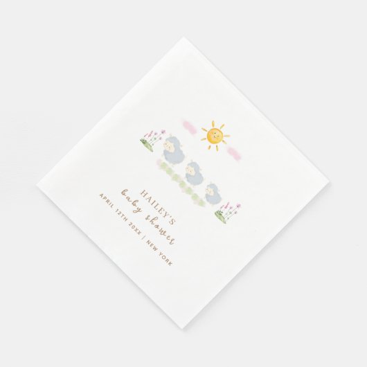 かわいい家族の羊のフローラガーデン赤ちゃんシャワー スタンダードランチョンナプキン (角)