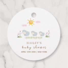 かわいい家族の羊のフローラガーデン赤ちゃんシャワー フェイバータグ