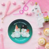 かわいい家族の雪だるま ペーパープレート (パーティー)