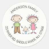 かわいい家族の3差出人住所クラシックラウンドクラス ラウンドシール (正面)