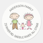 かわいい家族の3差出人住所クラシックラウンド ラウンドシール (正面)