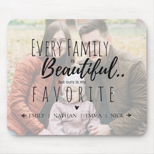 かわいい家族は美しい引用文家族の写真 マウスパッド (正面)