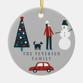 かわいい家族クリスマスツリー北欧の写真 セラミックオーナメント