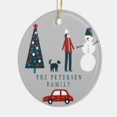 かわいい家族クリスマスツリー北欧の写真 セラミックオーナメント (左)
