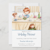 かわいい家族クリスマスディナーホリデーパーティインビタット 招待状 (正面)