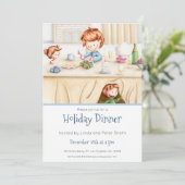 かわいい家族クリスマスディナーホリデーパーティインビタット 招待状 (スタンド正面)