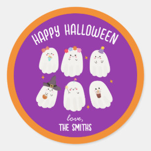 かわいい家族ハロウィンステッカー ラウンドシール