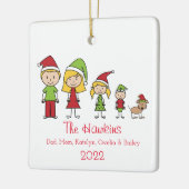 かわいい家族パーソナライズされた名 セラミックオーナメント (左)