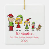 かわいい家族パーソナライズされた名 セラミックオーナメント (裏面)