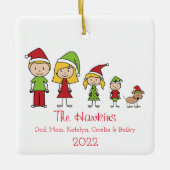 かわいい家族パーソナライズされた名 セラミックオーナメント (正面)