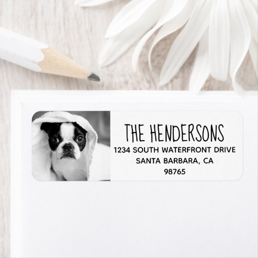 かわいい家族ペットの写真差出人住所ラベル ラベル (インサイチュ)