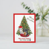 かわいい家族ペット犬猫メリークリスマス ポストカード (スタンド正面)