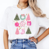 かわいい家族モダンクリスマス女子ホリデーシャツ Tシャツ