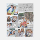 かわいい家族モノグラムフォトコラージュ フリースブランケット (正面)