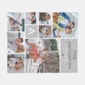 かわいい家族モノグラムフォトコラージュ フリースブランケット (正面(横))