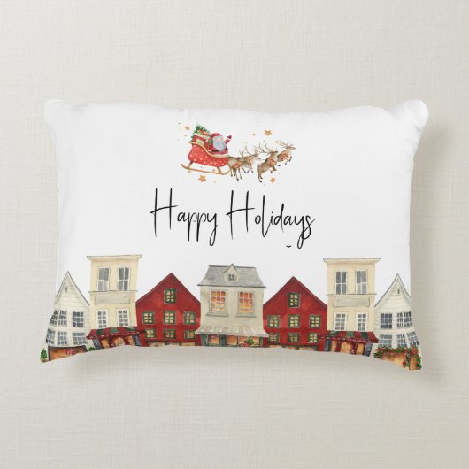 かわいい家族伝統的のサンタ・クリスマス アクセントクッション (裏面)
