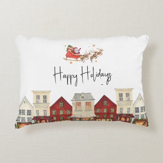 かわいい家族伝統的のサンタ・クリスマス アクセントクッション (正面)