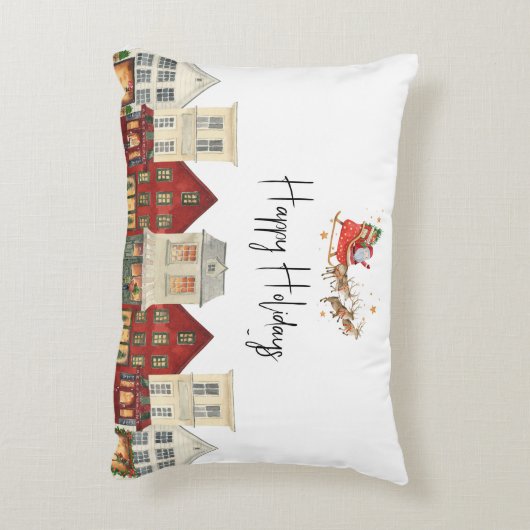 かわいい家族伝統的のサンタ・クリスマス アクセントクッション (裏面(縦))