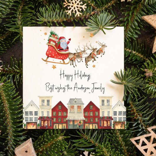かわいい家族伝統的のサンタ・クリスマス シーズンカード