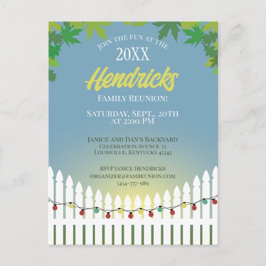 かわいい家族懇親会のピケ飾ット柵 ポストカード (正面)