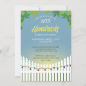 かわいい家族懇親会のピケ飾ット柵 招待状 (正面)