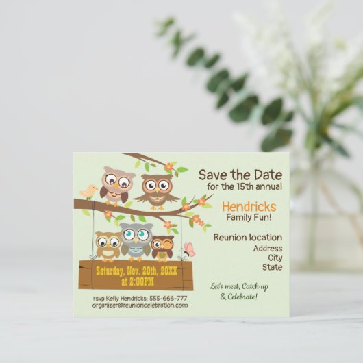 かわいい家族懇親会デザインはがき ポストカード (スタンド正面)