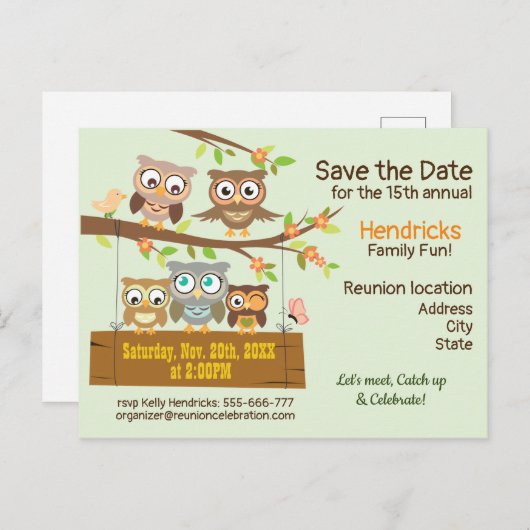 かわいい家族懇親会デザインはがき ポストカード (正面/裏面)