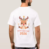 かわいい家族新年Tシャツ2026 Tシャツ (裏面)