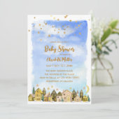 かわいい家男女兼用々赤ちゃんシャワー 招待状 (スタンド正面)