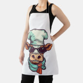 かわいい家畜にメガネをかけたシェフ牛 エプロン (インサイチュ)