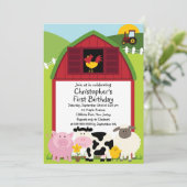 かわいい家畜のバースデーパーティ招待状 招待状 (スタンド正面)
