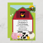 かわいい家畜のバースデーパーティ招待状 招待状 (正面/裏面)