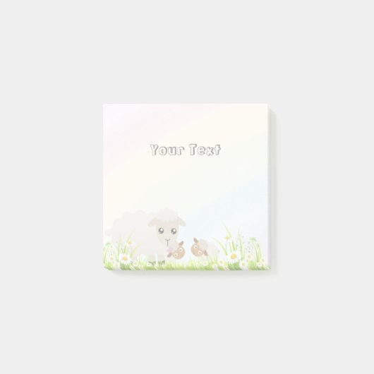 かわいい家畜の子どもレインボーヒープ ポストイット (正面)