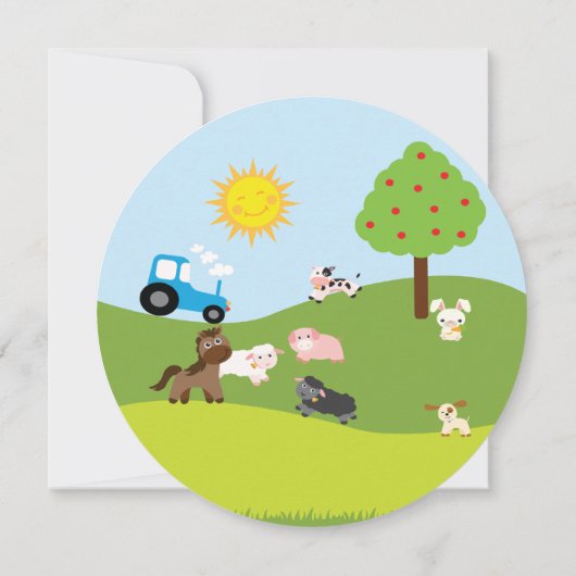 かわいい家畜の誕生日のパーティの招待状 招待状 (裏面)