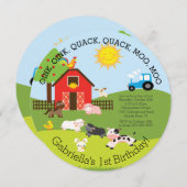 かわいい家畜の誕生日のパーティの招待状 招待状 (正面/裏面)