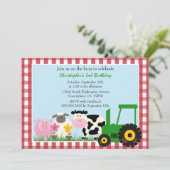 かわいい家畜の誕生日のパーティの招待状 招待状 (スタンド正面)