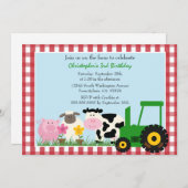 かわいい家畜の誕生日のパーティの招待状 招待状 (正面/裏面)