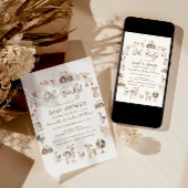 かわいい家畜の赤男女兼用ちゃんシャワー 招待状