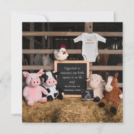 かわいい家畜デジタル妊娠の発表 招待状 (正面)