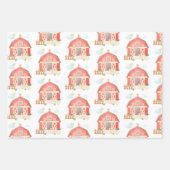 かわいい家畜納屋周囲の庭及び牛誕生日 ラッピングペーパーシート (正面)