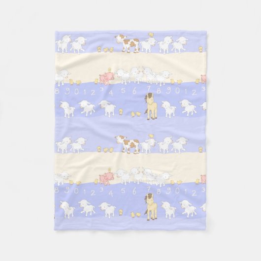 かわいい家畜 フリースブランケット (正面)