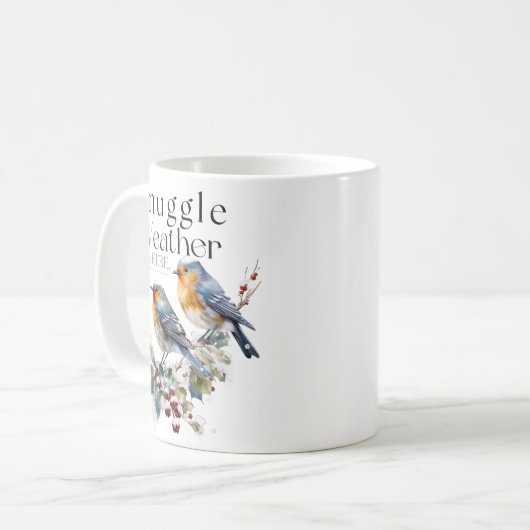 かわいい寄り添い天気はこちら/鳥 コーヒーマグカップ (正面左)