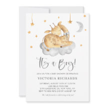 かわいい寝ているキリン 灰色 男の子ベイビーシャワー