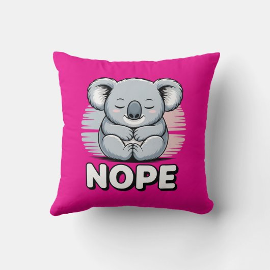 かわいい寝ているコアラ 「ノープ」 面白い漫画 クッション (裏面)