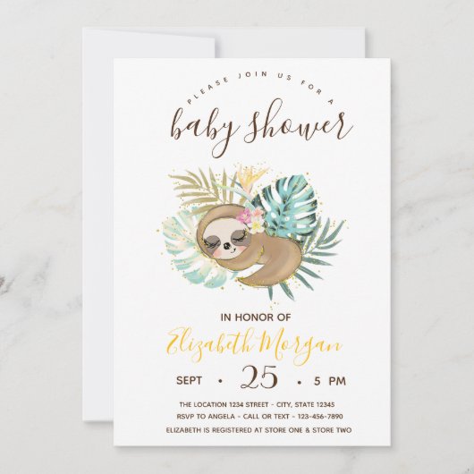 かわいい寝ているスロー,ストライプのベビーシャワー 招待状 (正面)